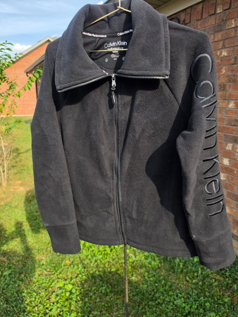 Calvin Klein performance full zip stand/mock collar black size small ladies
